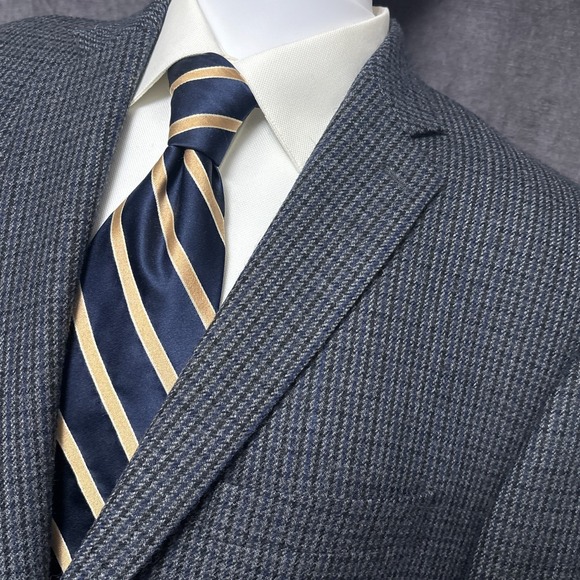 Vintage Ralph Ralph Lauren Sport Coat 48L Blue Check Wool Tweed Canada Blazer